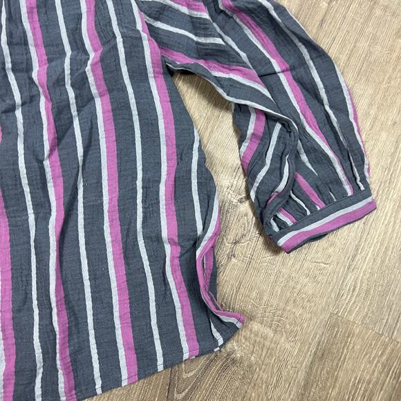 Universal Thread Women's Plus Size Purple Striped Long Sleeve Blouse - 2X - NWT - Picture 5 of 8